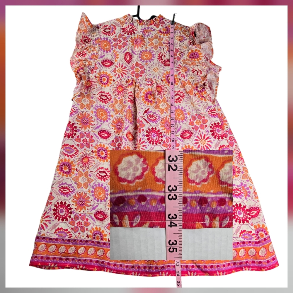 Umgee Floral Sunny Days Babydoll Mini Dress Pink Mix Flutter Sleeve Boho - Picture 10 of 11